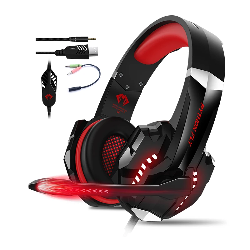 

Free Sample PYTHON FLY G9000 PRO Computer Stereo 7.1 PS5 Gaming PC Headset USB With Mic Light For PS4 Xbox One