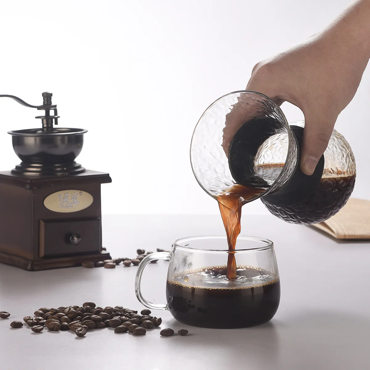

High quality eco friendly Handmade coffee pot hand washed glass coffee pot 200ml 300ml