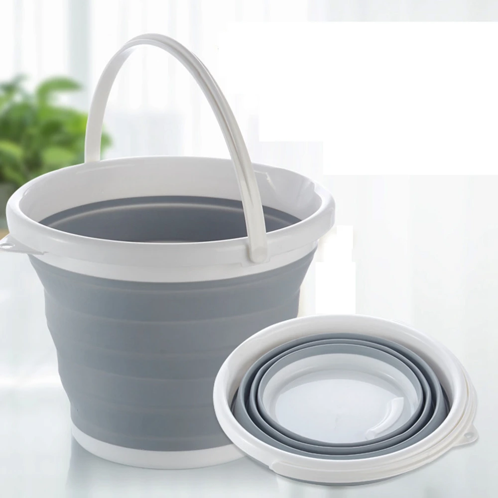 

10L Portable Collapsible Washing Water Bucket Round Plastic Bucket Silicone Folding Bucket With Carry Handle for Kitchen