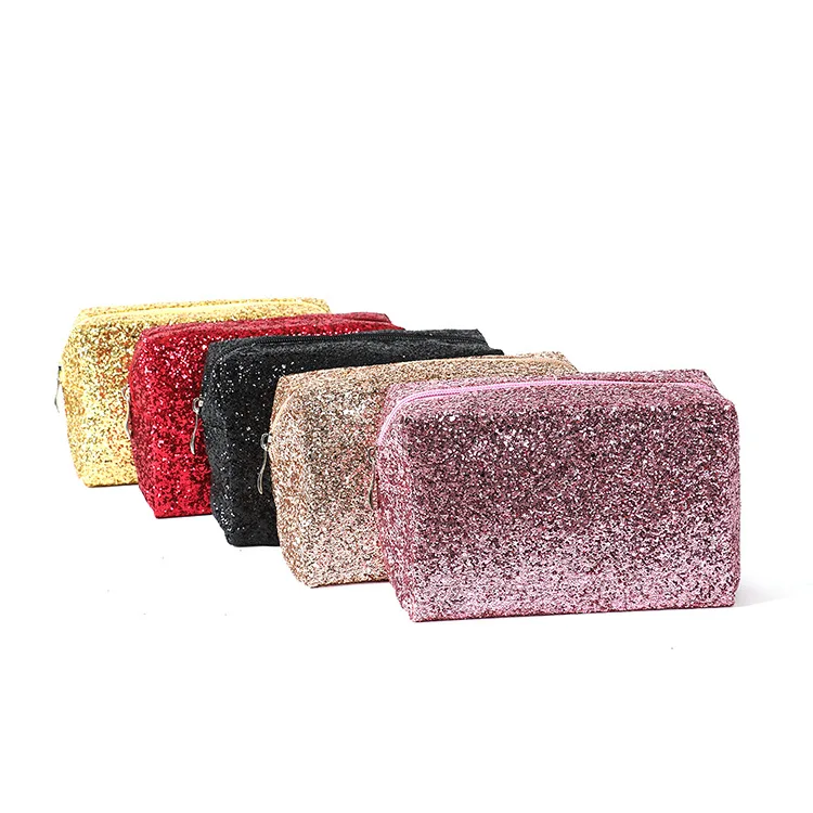 

High quality shinny travel PU makeup organizer colorful glitter cosmetic bag for women, Customized