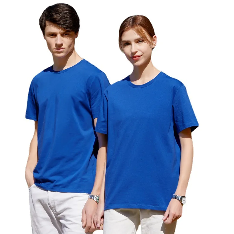 

2021 summer all cotton candy color chest logo pure color short sleeve men and women T-shirt spot wholesale manufacturers