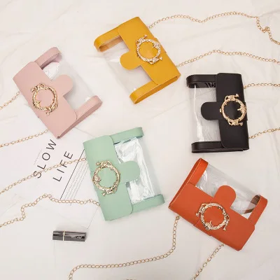 

FLB155 2020 transparent small handbags for women pu leather purses and handbags shoulder bag, Orange, green black, pink,yellow