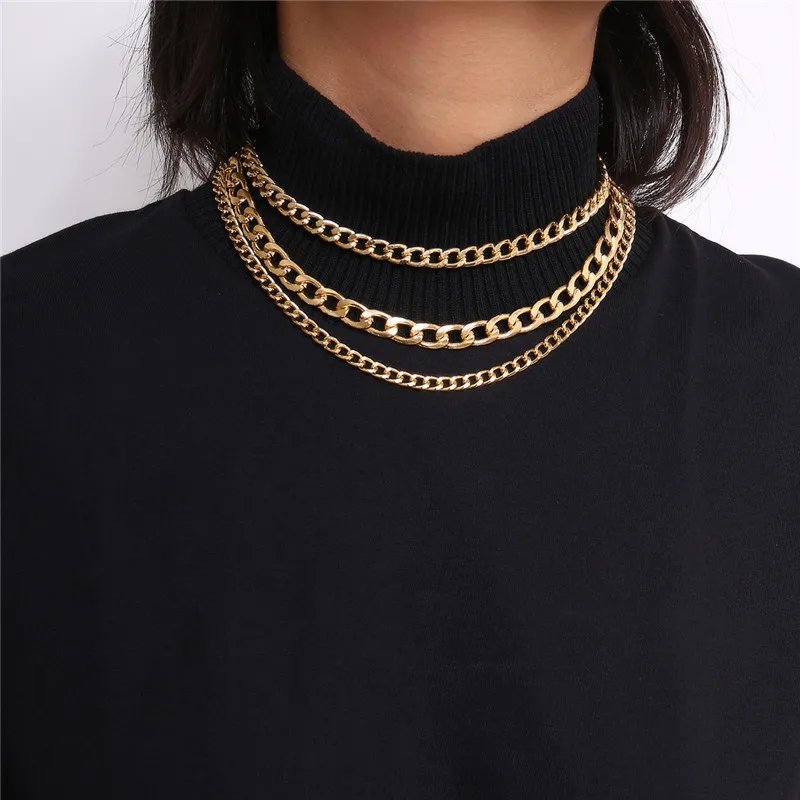 

Hot hip hop necklace 18k gold plated fashion domineering necklace men's jewelry necklace wholesale