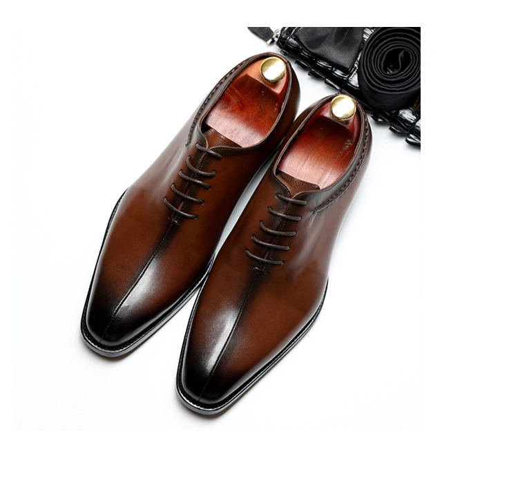 

New Style Business Formal Shoes Italian Genuine Leather Shoes Men Lace-up Office Dress Shoes Oxfords