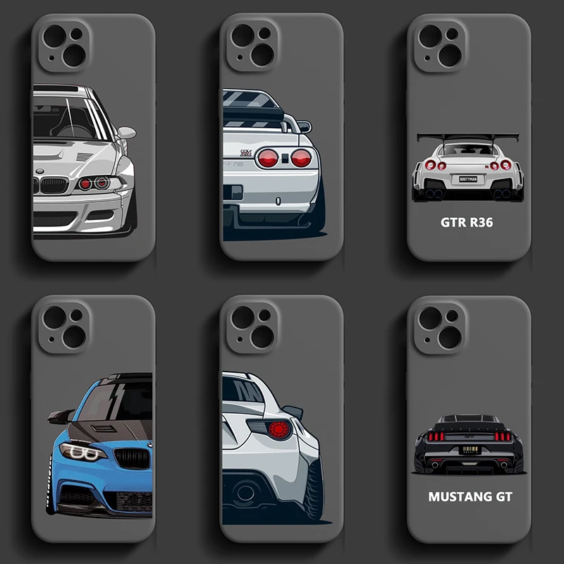 

Car JDM Phone Case for iPhone 15 14 13 Pro 12 11 Pro Xs X XR Max 8 7 SE Silicone Cases Soft Back Cover for Samsung S24 Ultra