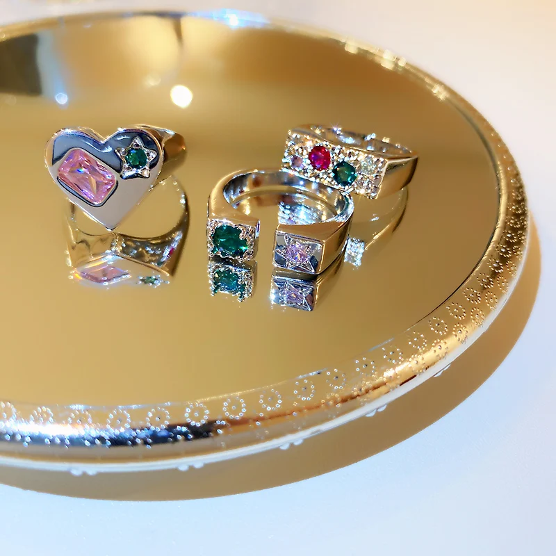 

fashion trendy colorful cz heart ring