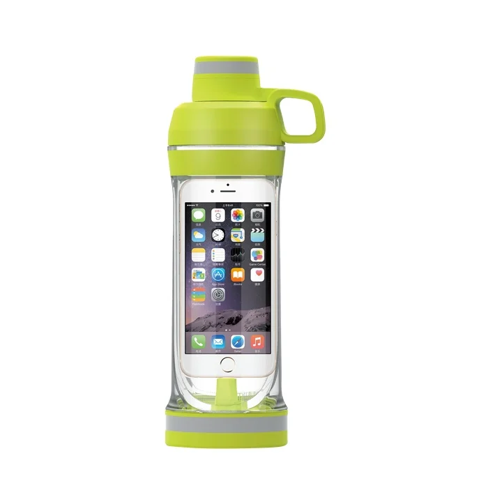

hot sale multifunctional double wall phone plastic sport water bottle, Customized color