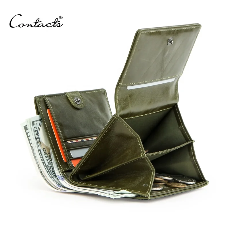 

Wholesale Contacts latest designer compartments coin pockets bifold rfid blocking cowhide leather slim purses for lady