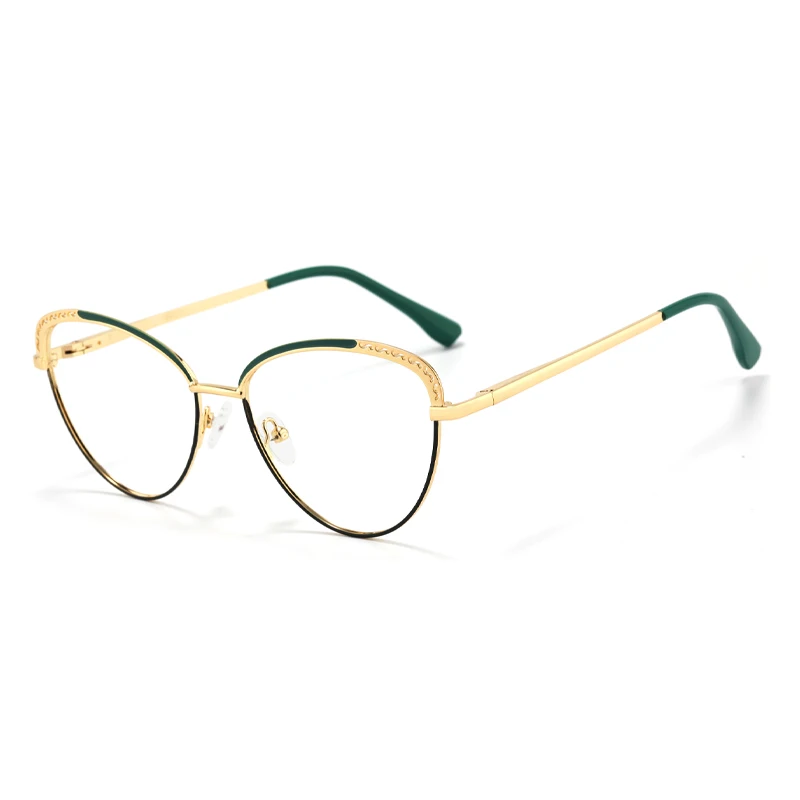 New European and American Fashion Trend Eyeglasses Frame Retro Metal Spring Mirror Optical Frame Personality Cat Glasses