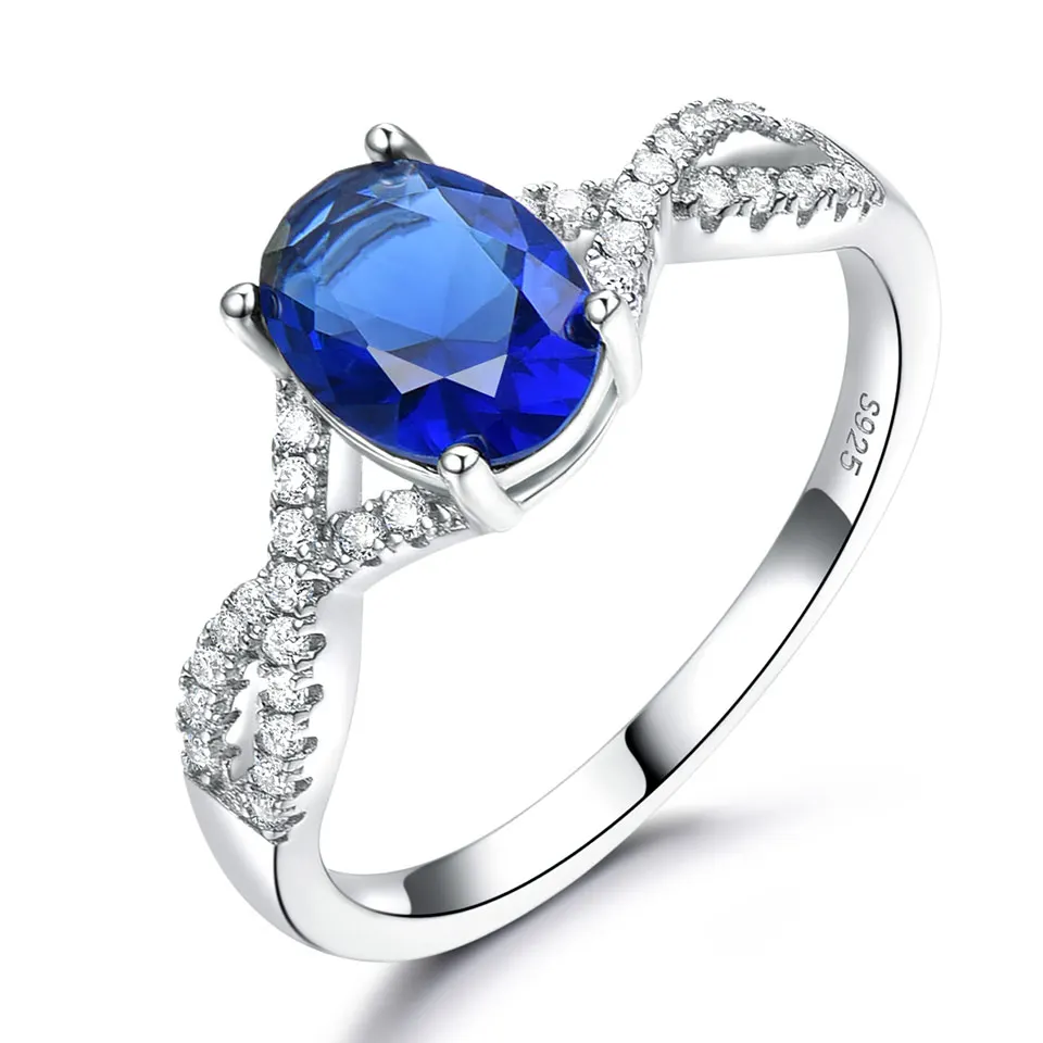 

New Fashionable Blue Gemstone Ring 925 Sterling Silver Women Wedding Ring, Silver plated