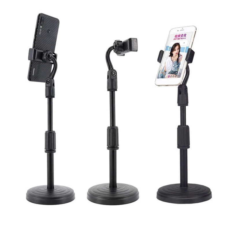 

New Adjustable foldable mobile phone stand lazy Desk phone stand metal phone holder for liveStream, Black