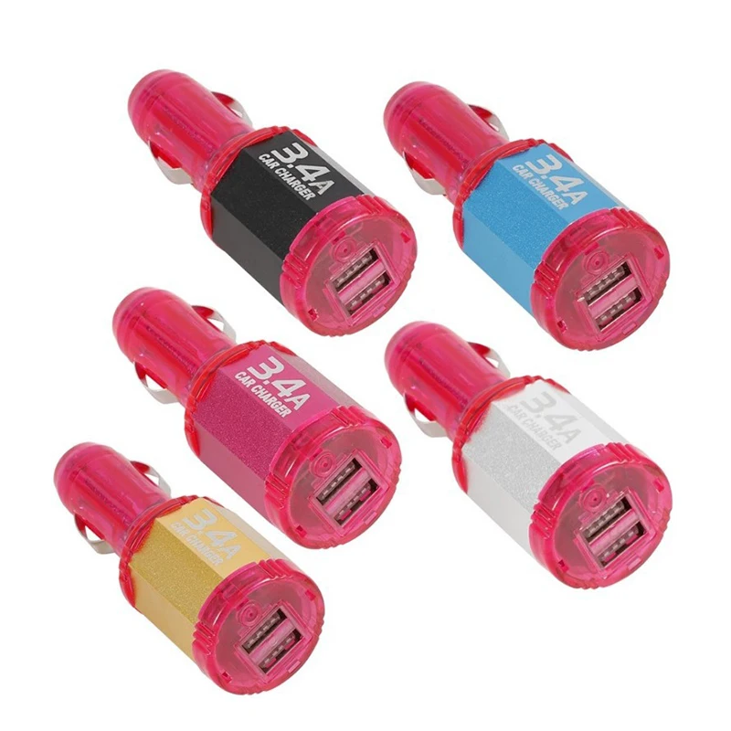 

New Arrival Smart Ic Led Voice Control Dual Usb Port 5V 3.4A High Speed Quick Fast Charging Usb Car Charger, Red bule