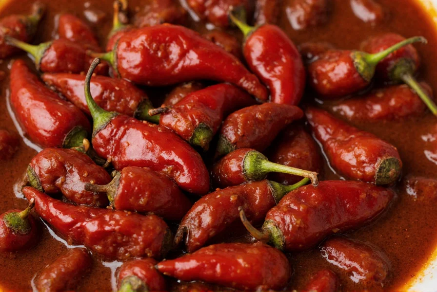 Close-up of chipotle peppers in adobo sauce showing their dark reddish-brown color and textured surface