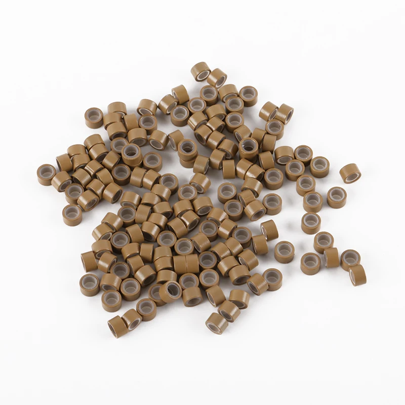 5.0mm 1000pcs/bottle Hair Extensions Links Micro Beads Silicone Lined Aluminum Micro Rings for Hair Extensions
