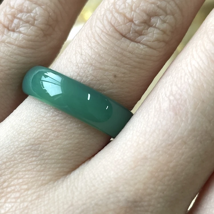 

jialin jewelry High Quality Simple Fashion Natural green Jade Agate Stone chunky Ring for Fingers, Picture shows