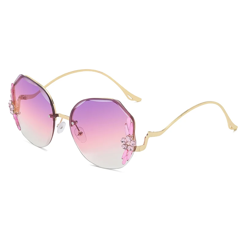 

Diamond sunglasses Gafas de sol de lujo para mujer lentes de disenador de marca sin marco gradientes de corte Uv400 2021, Multi-color optional