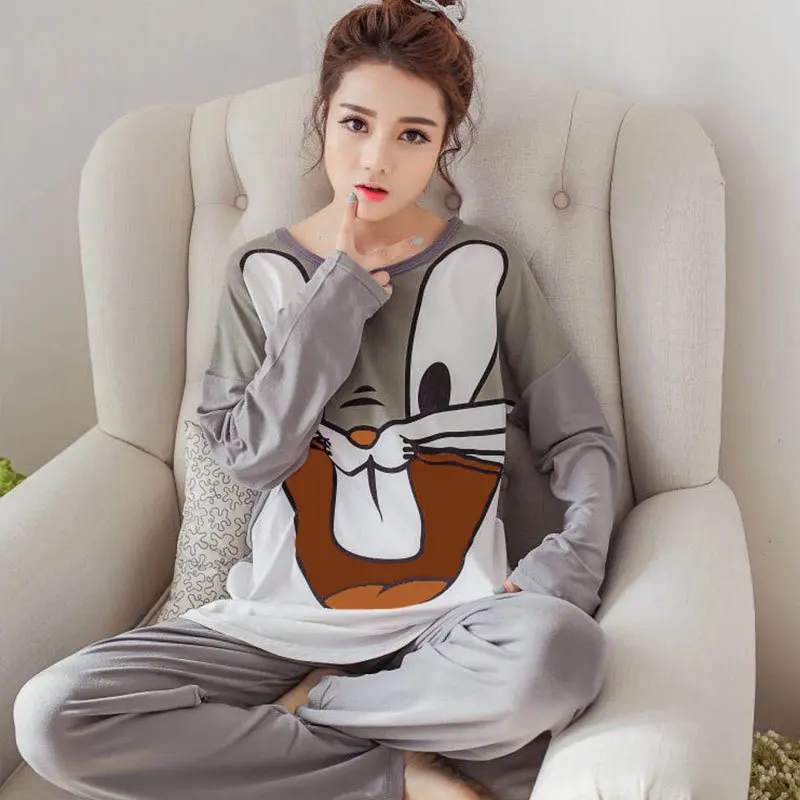 

Wholesale pajamas women long sleeve cartoon ladies thin milk silk student home service