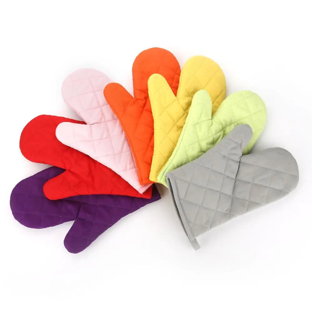 

H423 Kitchen Accessories Multi Colour Thick Oven High Temperature Resistant Gloves Bakeware Polyester Microwave Mitts