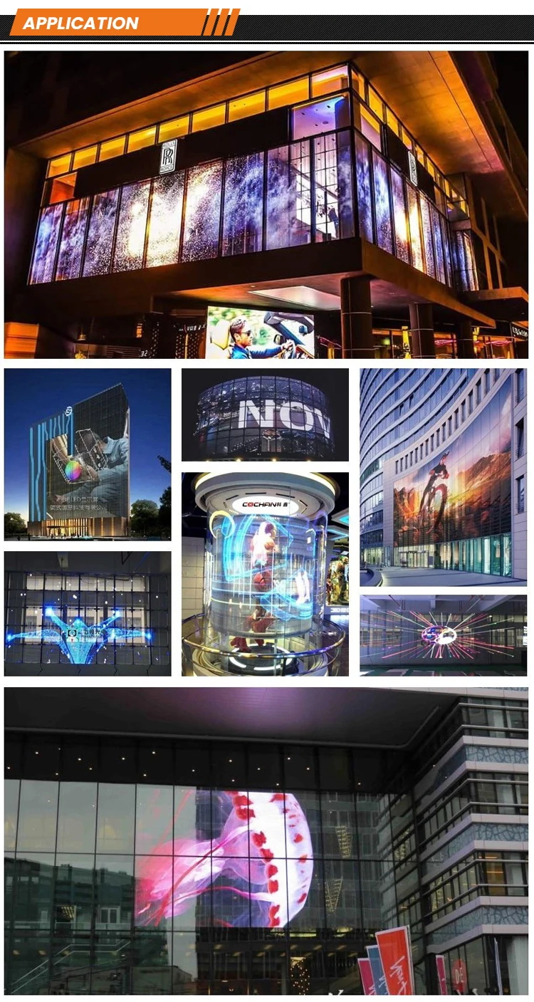 P3.91 Indoor adhesive Large Stage Curtain Film Panel Ecran Pantalla Glasses transparent Led Transparent Led Screen Display