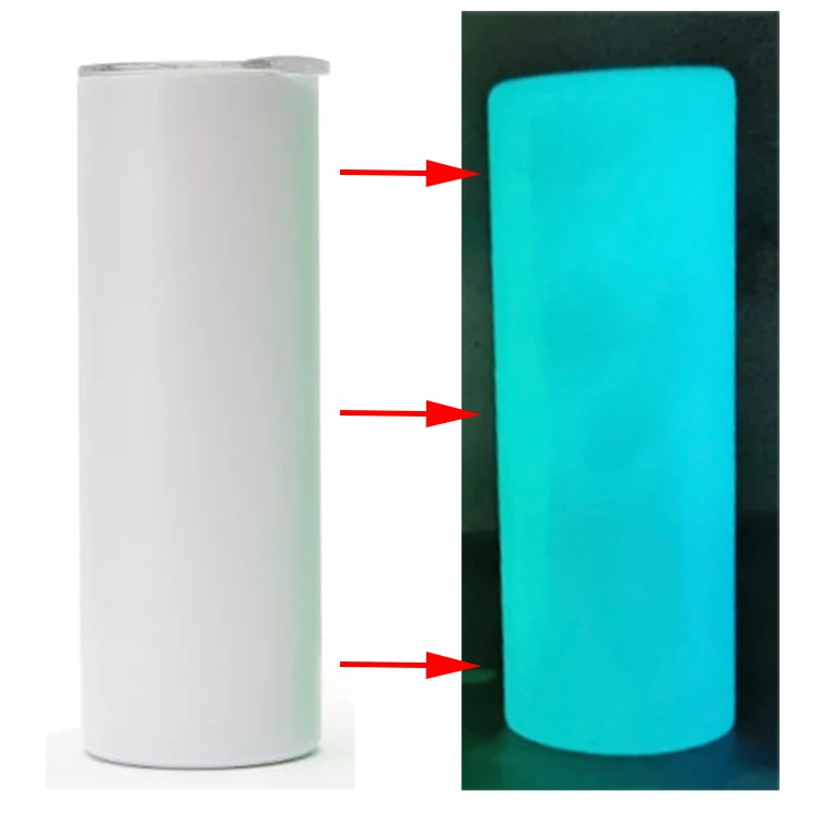 

Luminous cups 20oz Stainless Steel skinny straight tumbler insulated vacuum Skinny sublimation blanks Tumbler glow in the dark