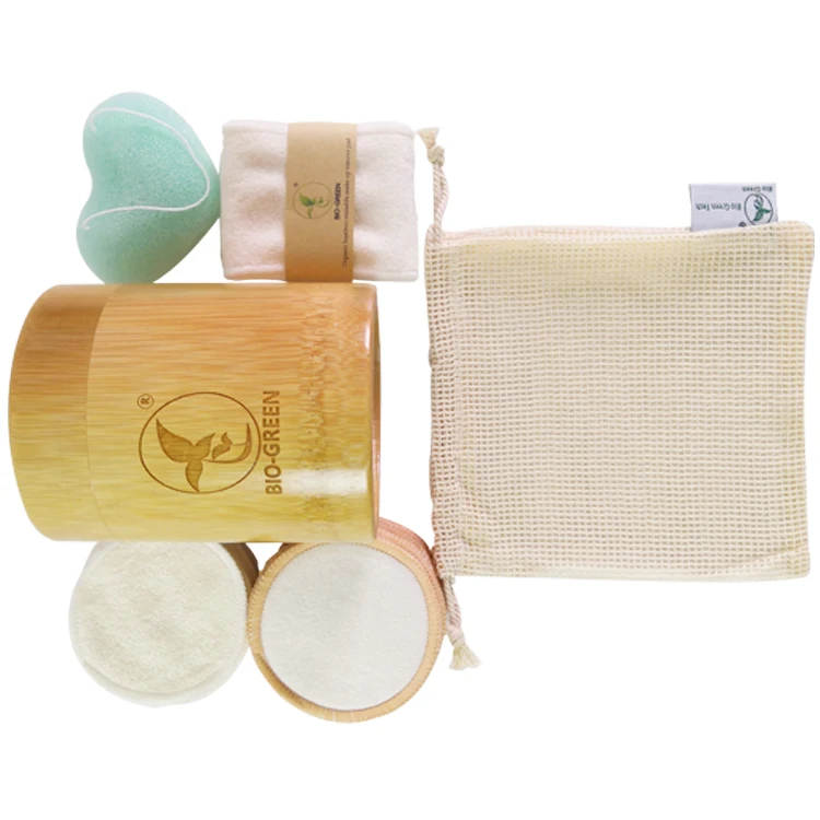 

Hot sale organic  18pcs soft bamboo cotton reusable make up pads set with bamboo container