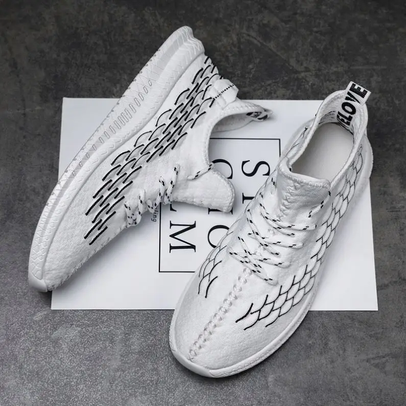 

Wholesale Breathable Men's Fashion Sneakers Lightweight Flying Knitted Upper Men Casual Sport Shoes, Optional