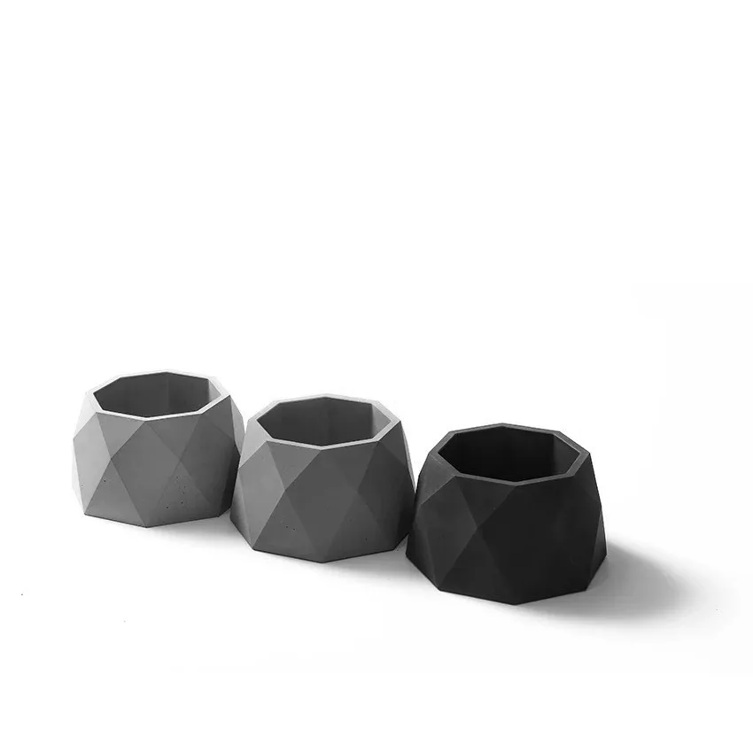Simple Cement Pot Mold Handmade Concrete Flower Pot Making Silicone Planter Mold
