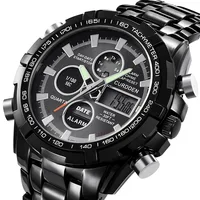 

CD8023 Big Size 45mm Stainless steel case back Multifunctional Dual Time Digital Quartz Mens Wristwatch