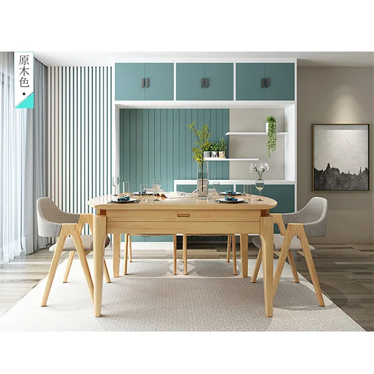 product-Customizable multifunctional space saving home furniture round square table soild wooden din-2