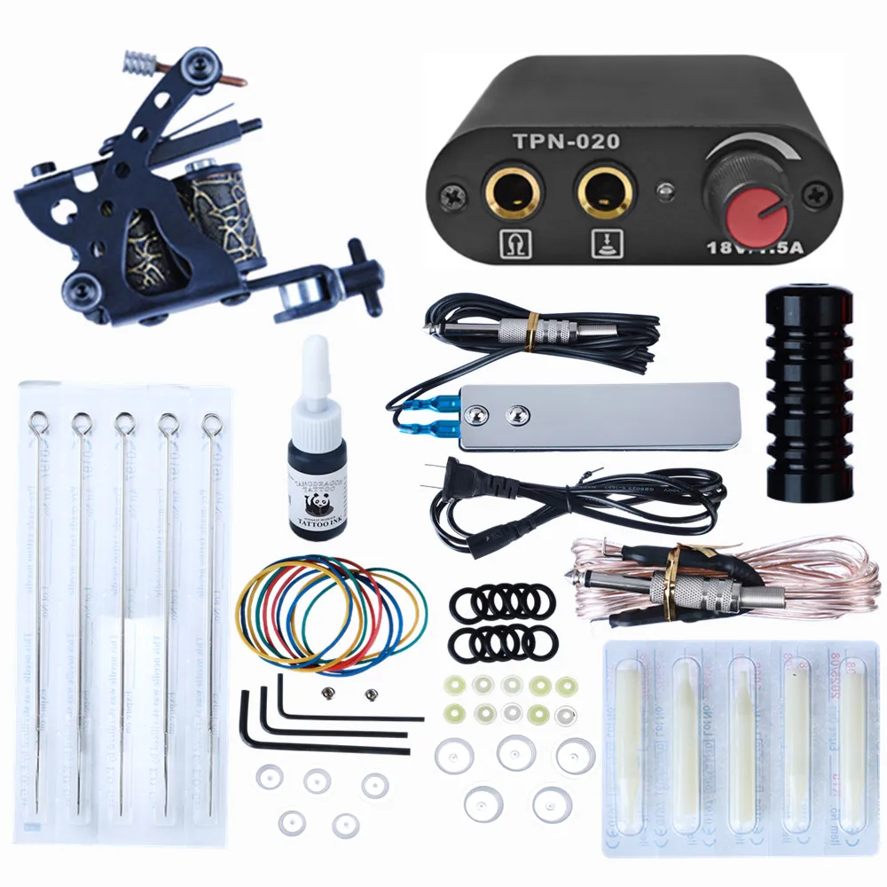 

Cheap Full Set Tattoo Machine Professional Power Supply ink 5ml Tattoo Pedal Clip Cord Tattoo Set