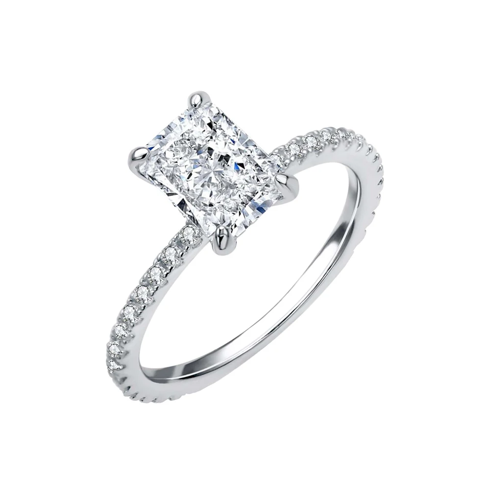 Classical Square Radiant Cut Dainty CZ Diamond Gemstone Eternity Wedding Bands 925 Sterling Silver Mini Jasmine Ring
