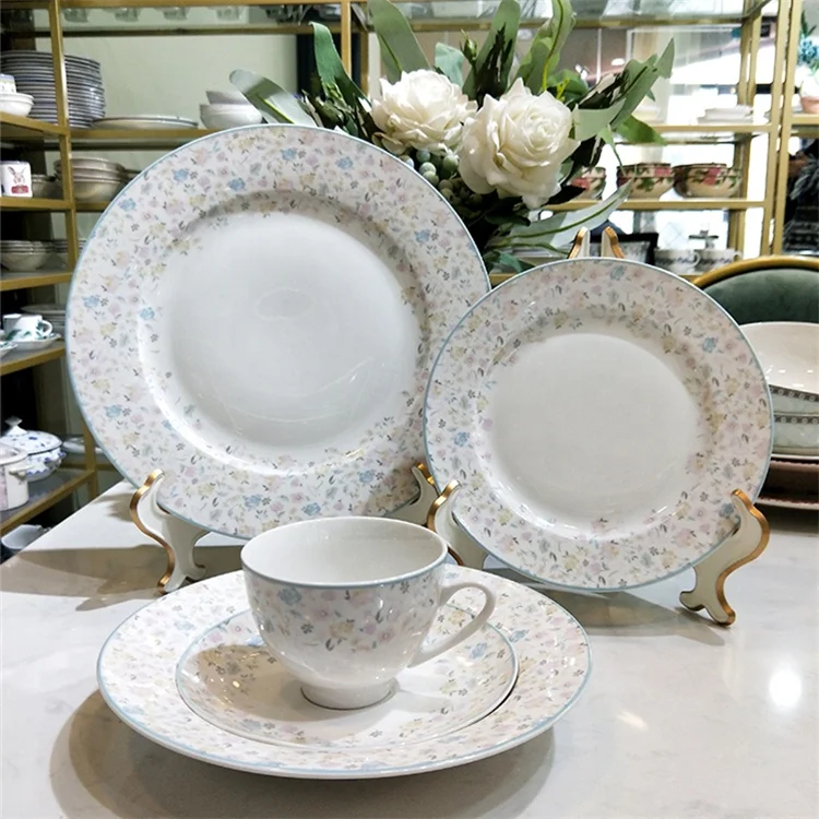 

Cheap Price Nordic Pastoral Style Floral Kitchen Accessories Ceramic Dinnerware Plates With Floral, Floral color