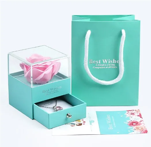 

Wholesale luxury Flower Gift Box Wedding Chocolate Packaging jewelry Box Valentine's Day drawer decorative Flower Box, Light blue/grey