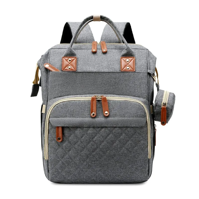 

2021 New 2pcs Waterproof Travel Backpack Foldable Baby Bed Mommy Nappy Diaper Bag with Bed, Black;grey;pink;purple;green;blue;custom