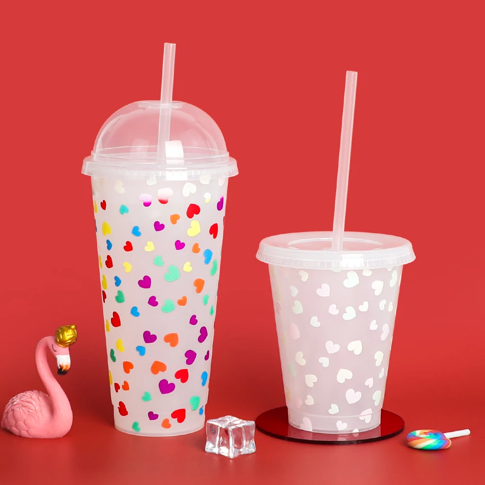 

Eco friendly insulated plastic iced custom reusable cold cups with lids and straw, Customized color plastic pp cup
