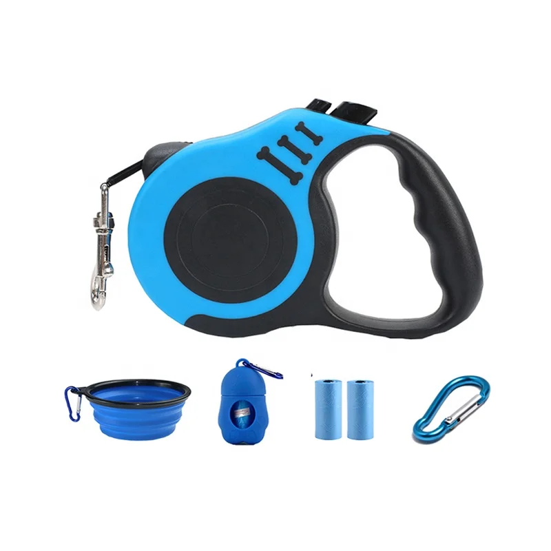 

Dog Automatic Retractable Leash Dog Walking Set with Water Bottle and Poop Bag, Blue,pink,green