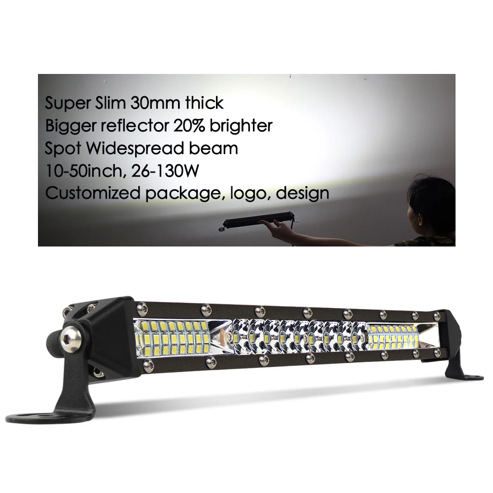 Super Bright High Power Driving Beam 10 20 30 40 50 inch 6D Super Slim Single Row LED Light Bar for SUV ATV 4WD