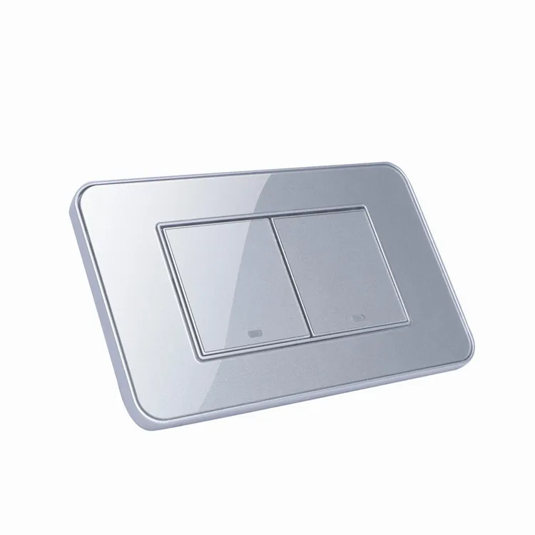 thailand Vietnam Philippines 2gang silver color acrylic electrical rocker wall switch with led