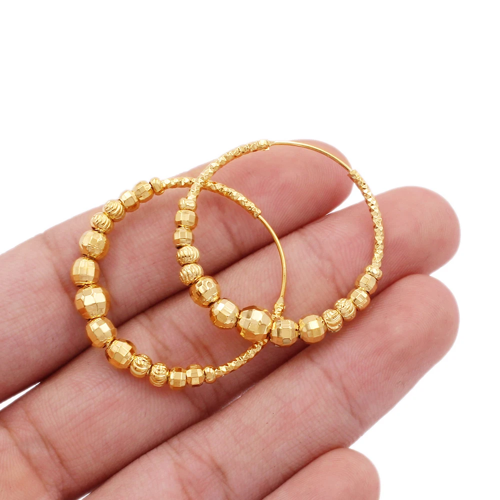 

Fashion NEW 18k gold plated big round designer hoop beaded earings pircing earrings piercings accesories for women jewelry gifts