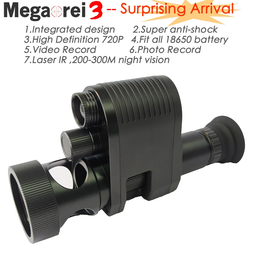 

850nm Infrared Night Vision Device fit for Scope Optics Sight Tactical 492 ft / 300 m Lasei IR Device Hunting Riflescope Camera