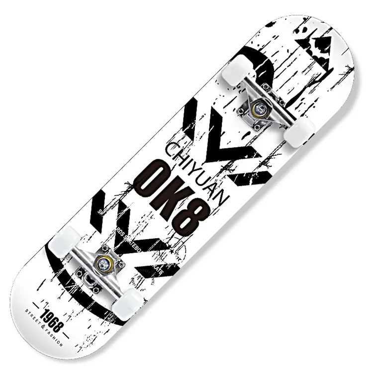 

high quality portable custom deck skateboard with stickers set for adult 7 ply maple skateboard deck 2021 NEW fashion, Whiteredbrown