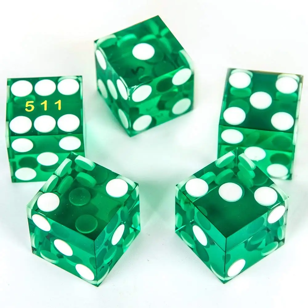 

Precision Casino Dice 6-Sided 19mm Game Playing Dice, Red,blue,yellow,purple and green