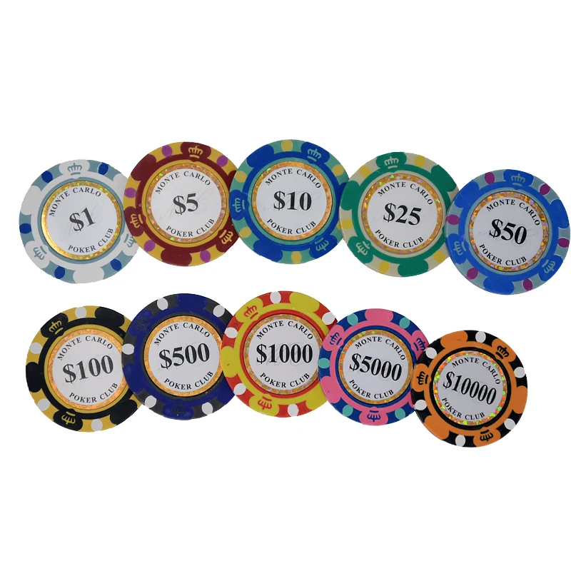 

14g Clay Casino Texas Hold'em Poker Chip Set Metal Coins Dollar Monte Carlo clay poker Chips Club Accessories