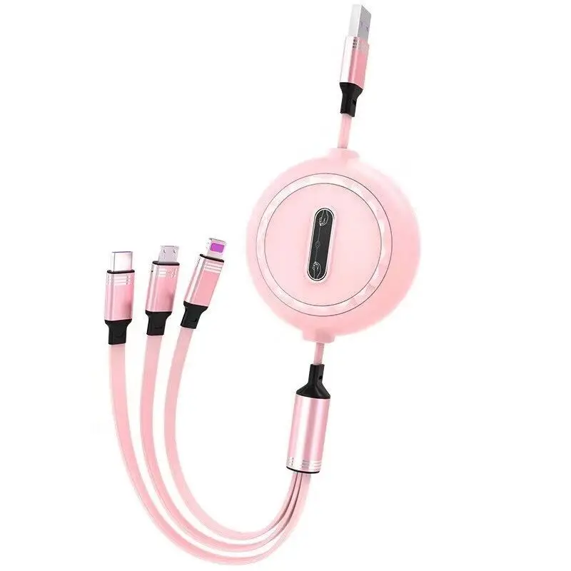 

3in1 phone data cable 2.4A fast charger cable micro type c mobile charger cable, Black red purple green pink yellow