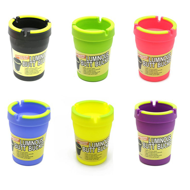 

Creative funnel type high quality PP material plastic portable car ashtray With luminous hotel home ashtray, Red;green;black;purple;yellow;blue