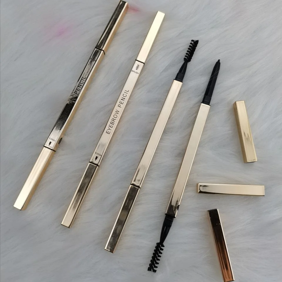 

Wholesale private label waterproof longlasting automatic makeup gold slim thin eyebrow pencil