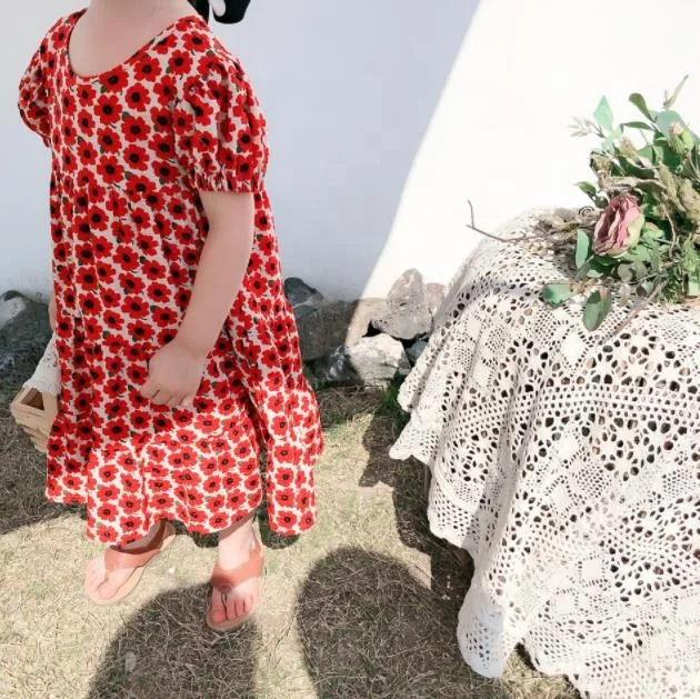 

2021 Spring and Summer New Design Floral Print Kids Baby Girl Dress