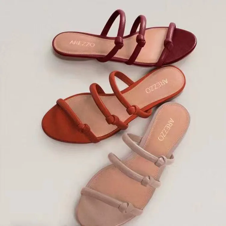 

2022 Summer Non-slip Fashion slides Slippers Women Wear Thick Bottom Beach Shoes Flat PU Sandals