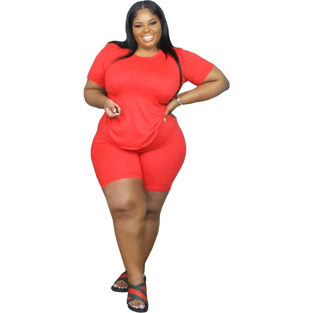 

AI54-8604 3 colors The new summer slimming plus-size women's fashion sportswear two-piece suit