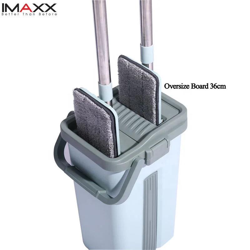 

Newest IMAXX Cleaning Mop Magic Flat Bucket Mop with oversize Mop head, Europ green or customized